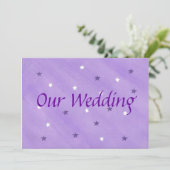結婚式招待状、紫と白の星 招待状 (スタンド正面)