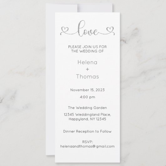 結婚式招待状、結婚の固定、ハート 招待状 (正面)