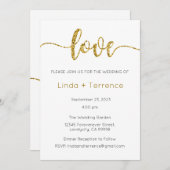 結婚式招待状、結婚の固定、ハート 招待状 (正面/裏面)