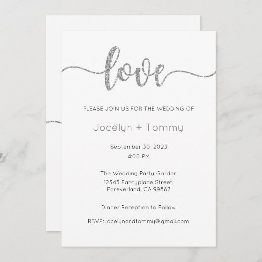 結婚式招待状、結婚の固定、ハート 招待状 (正面/裏面)