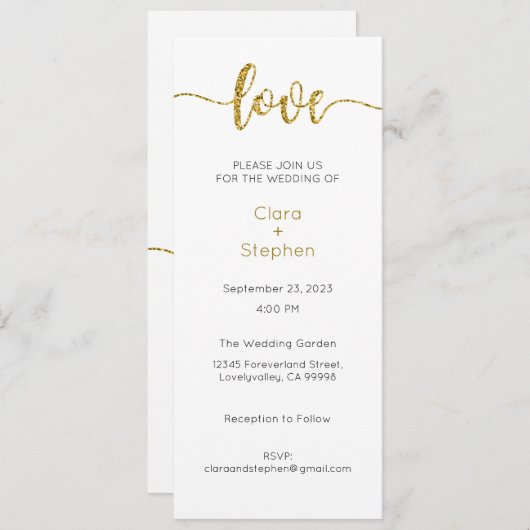 結婚式招待状、結婚の文房具、愛 招待状 (正面/裏面)