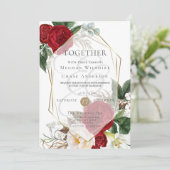 結婚式招待状 |緋色とアイボリーフローラ 招待状 (スタンド正面)