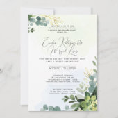 結婚式招待状 緑の葉 ポルトガル語 招待状 (正面)