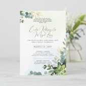 結婚式招待状 緑の葉 ポルトガル語 招待状 (スタンド正面)