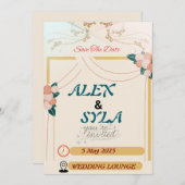 結婚式招待状 - 編集可能なテンプレート セーブザデート (正面/裏面)