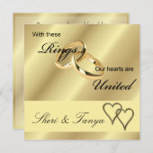 結婚式招待状 金の指輪 招待状 (正面/裏面)