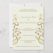 結婚式招待状:金ゴールドの渦巻きとアイボリー5x7 招待状 (裏面)