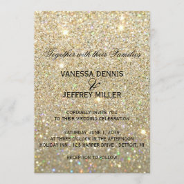 結婚式招待状-金ゴールドグリットファブ&ツー 招待状