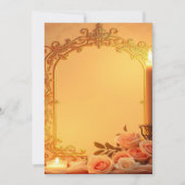 結婚式招待状、金ゴールドフォイルデザイン、赤面ピンク 招待状 (正面)