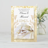結婚式招待状-金ゴールド 招待状 (スタンド正面)