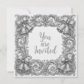 結婚式招待状(銀のベルとリボン) 招待状 (正面)