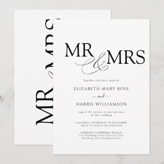 結婚式招待状 Mr & Mrs 招待状 (正面/裏面)