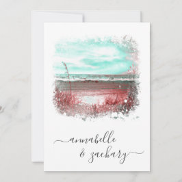 *~*結婚式招待状+ RSVP -ビーチQR AR7 招待状