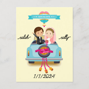 結婚式招待状A風刺対ポートレート ポストカード