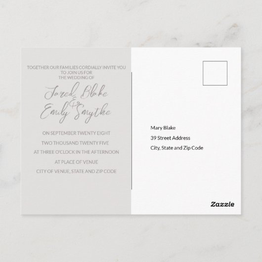 結婚式招待状QRコードはがき ポストカード (裏面)