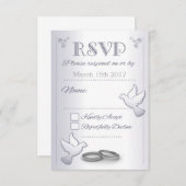 結婚式招待状RSVPシルバーヴィンテージラブバード 出欠カード (正面/裏面)