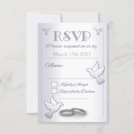 結婚式招待状RSVPシルバーヴィンテージラブバード 出欠カード