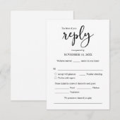 結婚式招待状RSVP応答、食事オプションカード エンクロージャーカード (正面/裏面)
