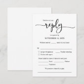 結婚式招待状RSVP応答、食事オプションカード エンクロージャーカード (正面/裏面)