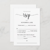 結婚式招待状RSVP応答、食事オプションカード エンクロージャーカード (正面/裏面)