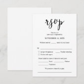 結婚式招待状RSVP応答、食事オプションカード エンクロージャーカード (正面/裏面)