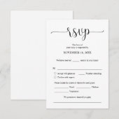 結婚式招待状RSVP応答、食事オプションカード エンクロージャーカード (正面/裏面)