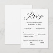 結婚式招待状RSVP応答、食事オプションカード エンクロージャーカード (正面/裏面)