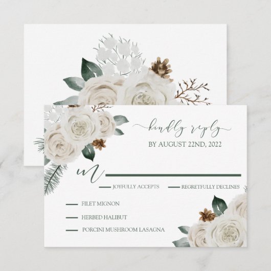 結婚式招待状RSVP 出欠カード (正面/裏面)