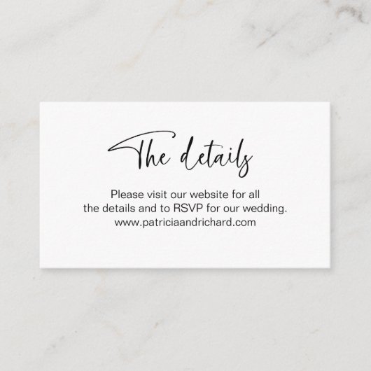 結婚式招待状Webサイト詳細オンラインRSVP エンクロージャーカード (正面)