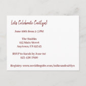 結婚式招待！ウェディングパーティーのドレス シャワー インビテーションポストカード (裏面)