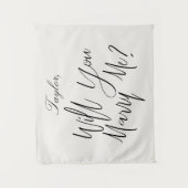 結婚式提案看板 カスタムネーム ライトクリーム 結婚してくれ タペストリー (正面)