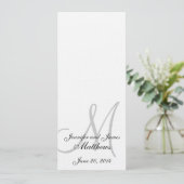 結婚式教会プログラムモノグラムのリネン白 プログラム (スタンド正面)