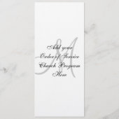 結婚式教会プログラムモノグラムのリネン白 プログラム (裏面)