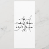 結婚式教会プログラムモノグラムの黒及び白 プログラム (裏面)