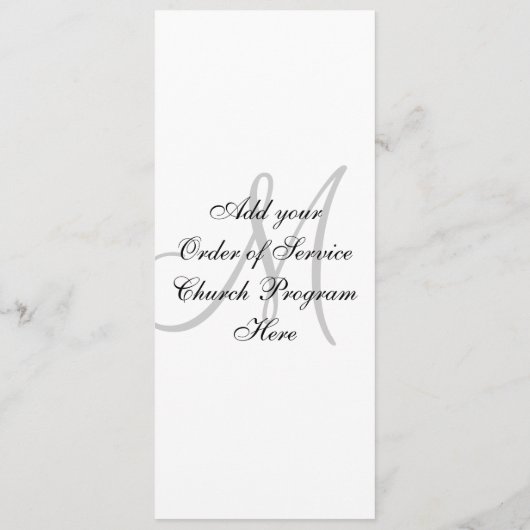 結婚式教会プログラムモノグラムの黒及び白 プログラム (裏面)