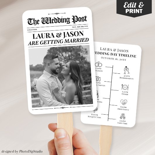 結婚式新聞扇子, 結婚式プログラム扇子 ハンドファン