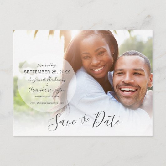 結婚式日のお知らせの写真を保存カスタムする ポストカード (正面)