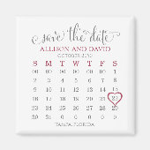 結婚式日付のミニマリストカレンダー5行を保存 マグネット (正面)