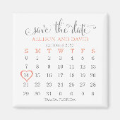 結婚式日付の保存赤面5行カレンダー マグネット (正面)