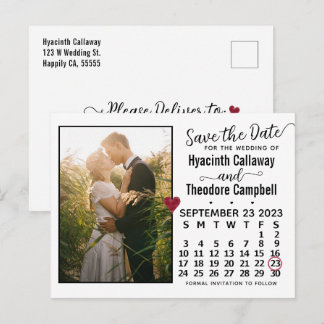 結婚式日付を保存2023年9月カレンダーアイコン インビテーションポストカード