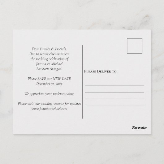 結婚式更新写真 結婚式日程発表 ポストカード (裏面)