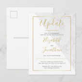 結婚式更新案内 ゴールド ホワイト マーブル 結婚式 インビテーションポストカード (正面/裏面)