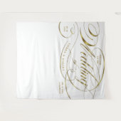 結婚式歓迎エレガントゴールドカーブドスクリプトバナー タペストリー (正面(横))