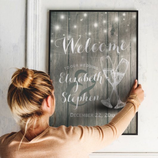 結婚式歓迎レセプション看板 ワインボトルとグラス ポスター