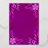 結婚式用のエレガントな花と葉の装飾F 箔招待状 (裏面)