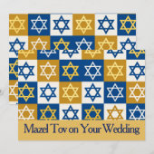 結婚式用のダビデの星ブルーのMazel Tovカード 招待状 (正面/裏面)