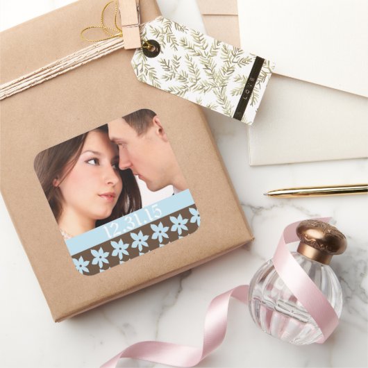 結婚式用シールと写真 スクエアシール (ギフト)