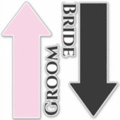 結婚式用シールの花嫁と花婿(矢印あり) シール (正面)