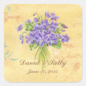 結婚式用シールカスタムヴィオレットブーケ スクエアシール (正面)