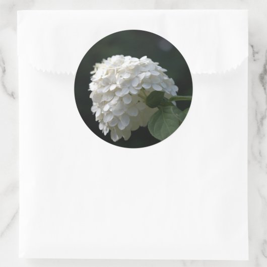 結婚式用シールゴージャスホワイトアジサイ ラウンドシール (バッグ)